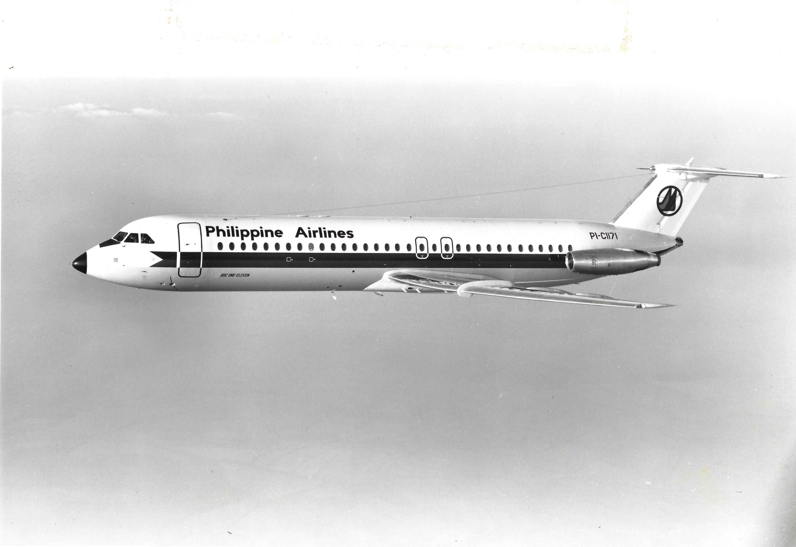 BAC One-Eleven 500 PALJET of the Philippine airlines. March 1976. Photo - British Aircraft Division low