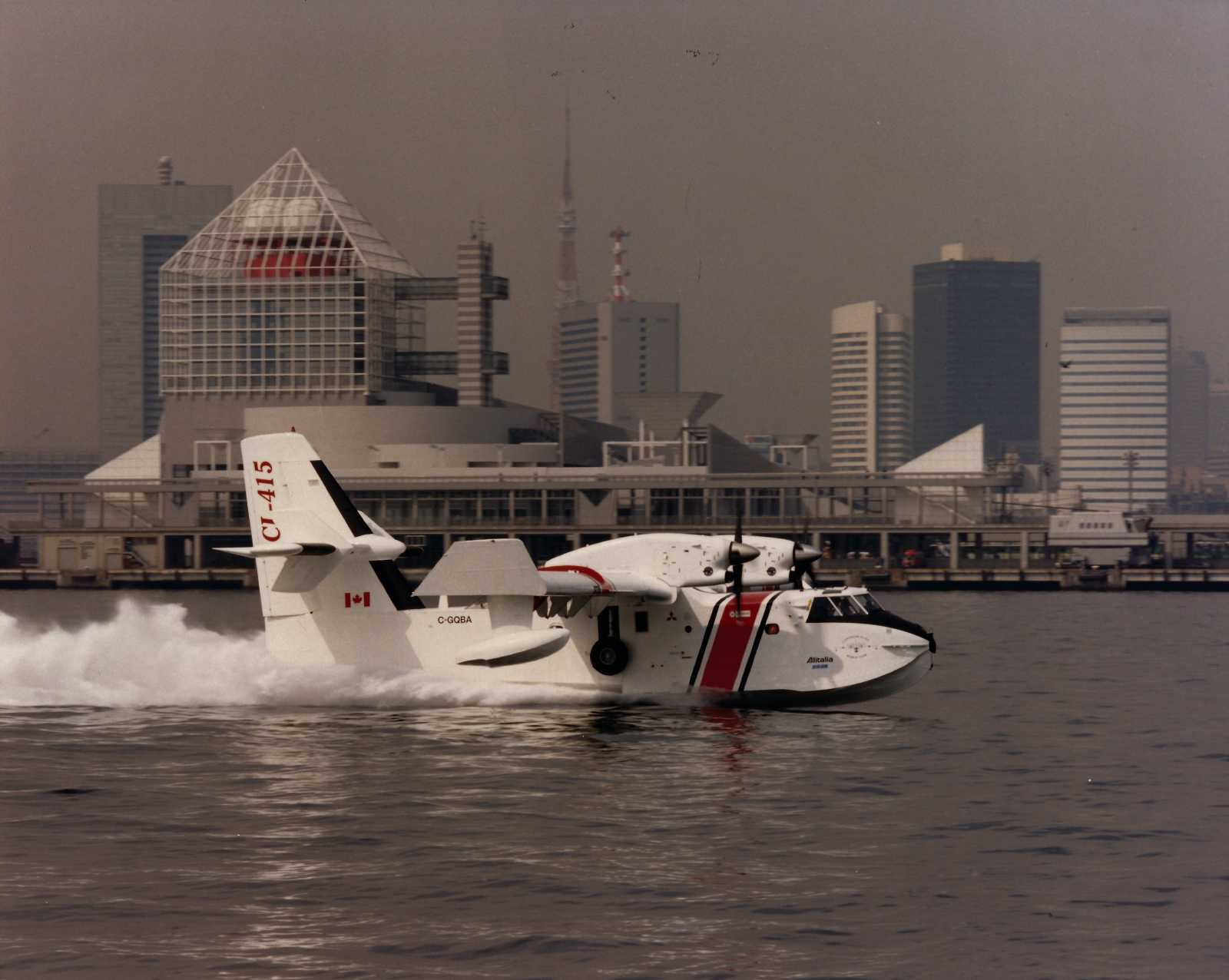 Canadair CL-415 amphibious aircraft is used extensively for fire fighting. Photo - Bombardier low