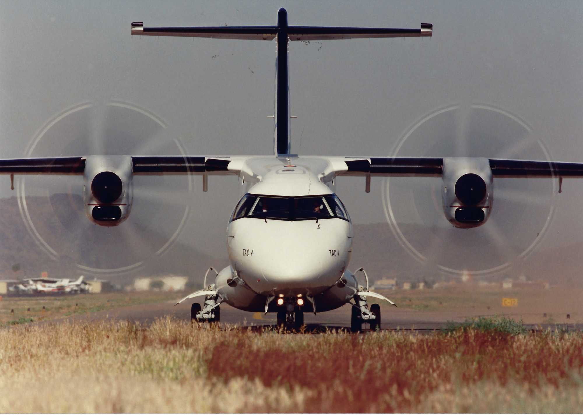 Dornier 328 in Pheonix during testing of autopilot and avionics. Photo - Deutsch Aerospace low