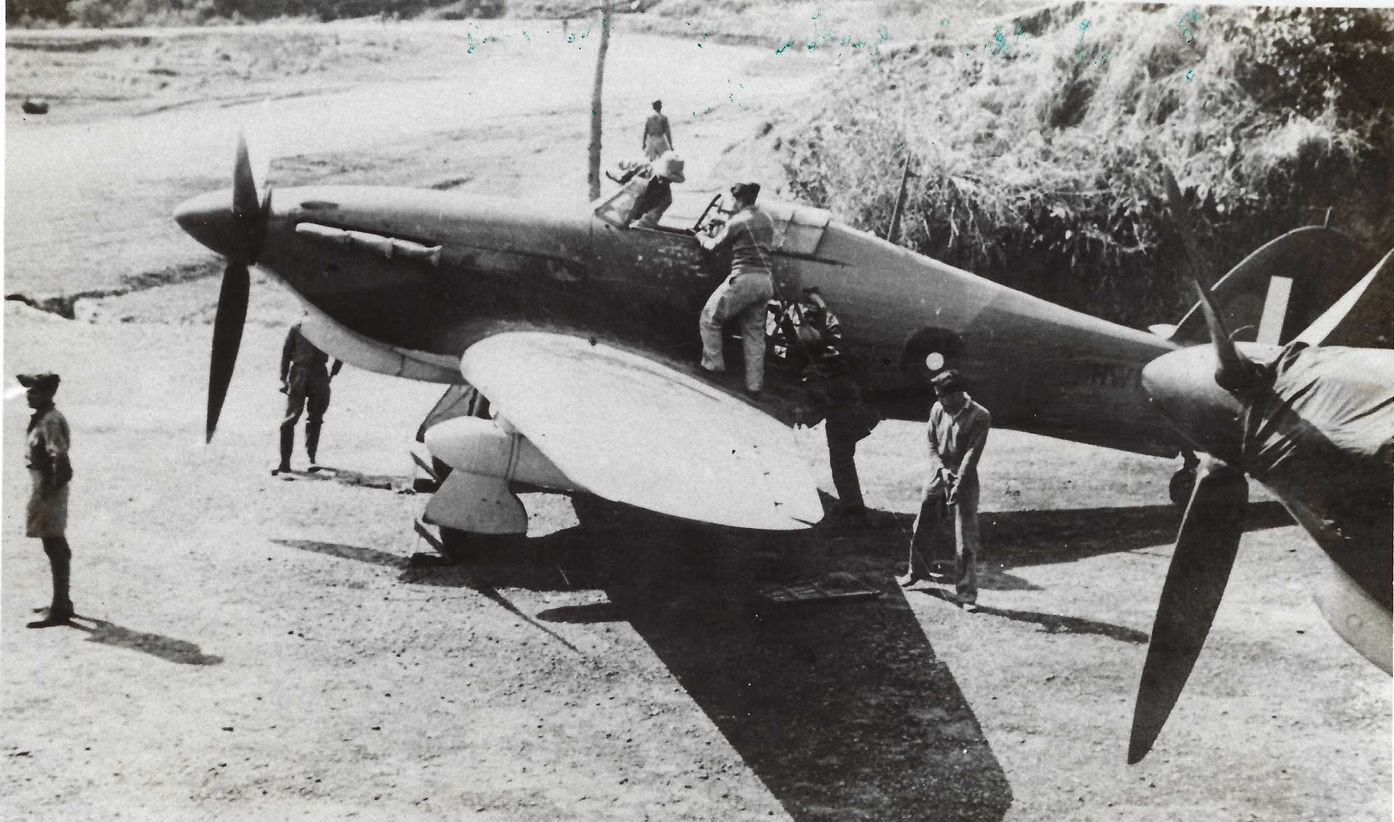 No. 1 sqdn Hurricane 2B in Imphal, Feb 1944 low
