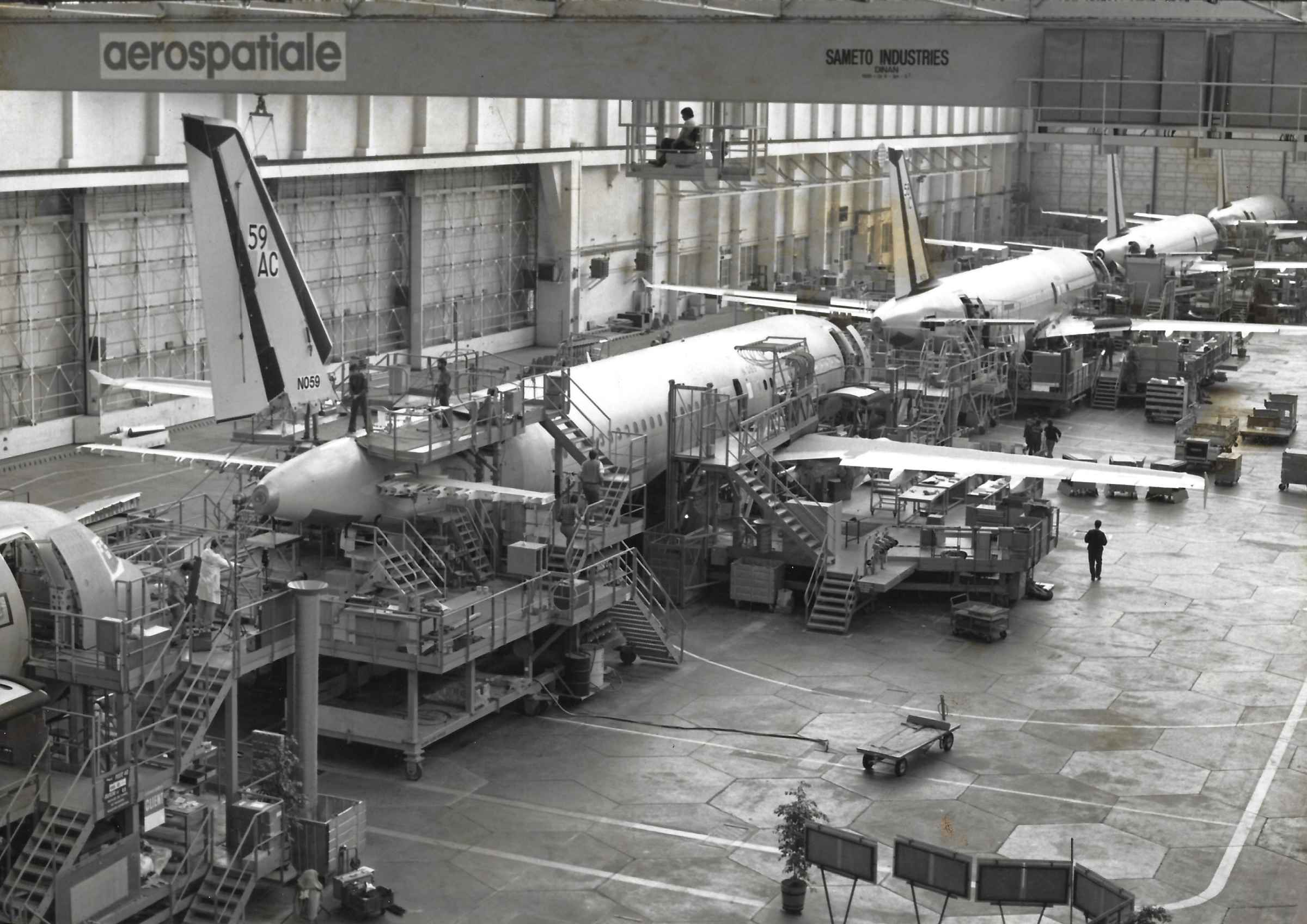 The first of 38 A320s ordered by Air Canada takes shape on the final assembly line at Aerospatiale