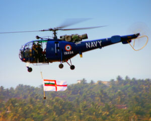 HAL Chetak with tail registration IN494, which belongs to Indian Naval Air Squadron 321, nicknamed the Angels